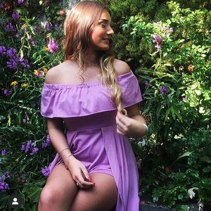 Lilac off the shoulder & high low dress💜